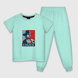 Пижама хлопковая детская Chuck Poster цвета мятный — фото 1