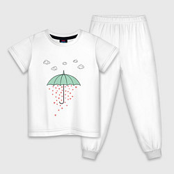 Пижама хлопковая детская Любовный дождик, цвет: белый
