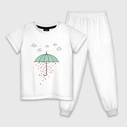 Пижама хлопковая детская Любовный дождик, цвет: белый