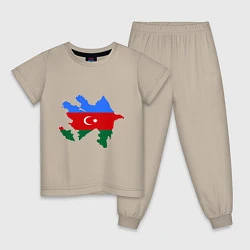 Пижама хлопковая детская Azerbaijan map, цвет: миндальный