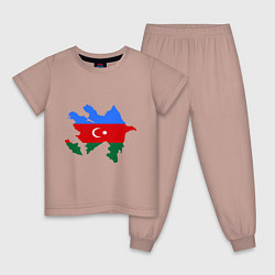 Пижама хлопковая детская Azerbaijan map, цвет: пыльно-розовый