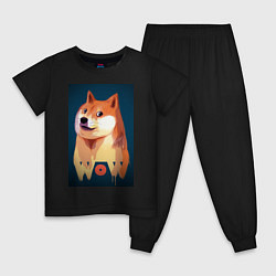Пижама хлопковая детская Wow Doge, цвет: черный