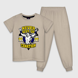 Пижама хлопковая детская Never Give Up: Cenation, цвет: миндальный