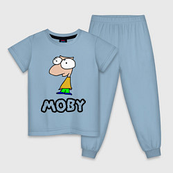 Пижама хлопковая детская Moby, цвет: мягкое небо