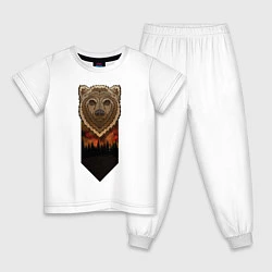 Пижама хлопковая детская Медведь: владыка леса, цвет: белый