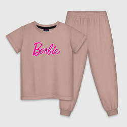 Пижама хлопковая детская Барби 3, цвет: пыльно-розовый