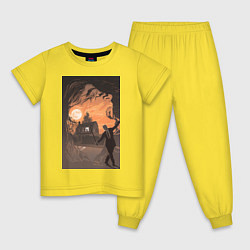Пижама хлопковая детская Лиланд Палмер - огонь иди со мной, цвет: желтый