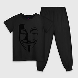 Пижама хлопковая детская Vendetta Mask, цвет: черный