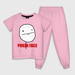 Пижама хлопковая детская Poker Face, цвет: светло-розовый