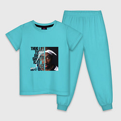 Пижама хлопковая детская Tupac: 1971-1996, цвет: бирюзовый