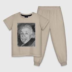 Пижама хлопковая детская Энштейн дурачится, цвет: миндальный