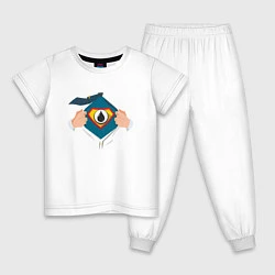Пижама хлопковая детская Super oilman, цвет: белый