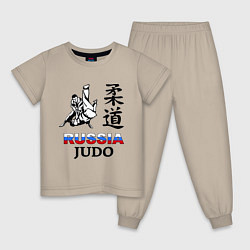 Пижама хлопковая детская Russia Judo, цвет: миндальный