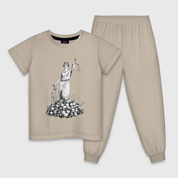 Пижама хлопковая детская Фемида на костях, цвет: миндальный