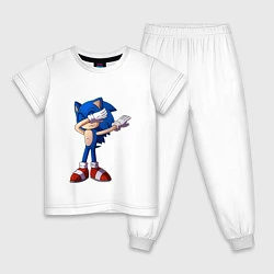 Пижама хлопковая детская Sonic dab, цвет: белый
