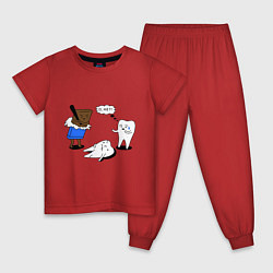 Пижама хлопковая детская Шоколад и зубы, цвет: красный