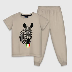 Пижама хлопковая детская Juventus Zebra, цвет: миндальный