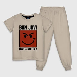 Пижама хлопковая детская Bon Jovi: Have a nice day, цвет: миндальный