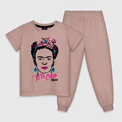 Пижама хлопковая детская Фрида Кало, цвет: пыльно-розовый