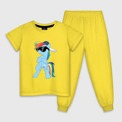 Пижама хлопковая детская Крутая пони, цвет: желтый