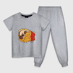Пижама хлопковая детская Мопс-картофель фри, цвет: меланж