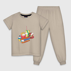 Пижама хлопковая детская Фастфуд Симпсоны, цвет: миндальный