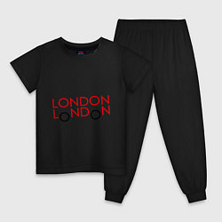Пижама хлопковая детская Автобус LONDON, цвет: черный