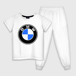 Пижама хлопковая детская Logo BMW, цвет: белый