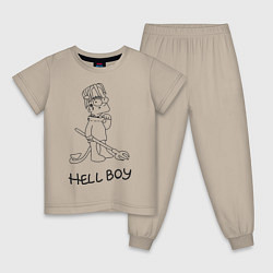 Пижама хлопковая детская Bart: Hell Boy, цвет: миндальный