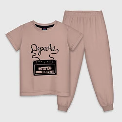 Пижама хлопковая детская Depeche Mode: Tape, цвет: пыльно-розовый