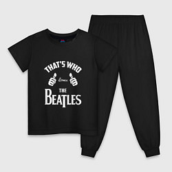 Пижама хлопковая детская That's Who Loves The Beatles, цвет: черный