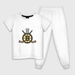 Пижама хлопковая детская Boston Bruins Hockey, цвет: белый