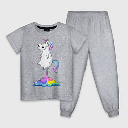 Пижама хлопковая детская Взлет единорога, цвет: меланж