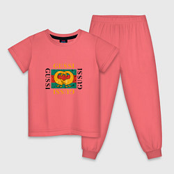 Пижама хлопковая детская GUSSI Love, цвет: коралловый