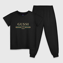 Пижама хлопковая детская GUSSI Brand цвета черный — фото 1