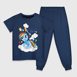 Пижама хлопковая детская Rainbow Dash, цвет: тёмно-синий