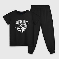 Пижама хлопковая детская WorkOut Master, цвет: черный