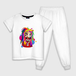 Пижама хлопковая детская 6IX9INE Colors, цвет: белый