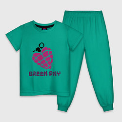 Пижама хлопковая детская Green Day is love, цвет: зеленый