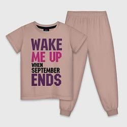 Пижама хлопковая детская When September ends, цвет: пыльно-розовый