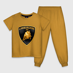 Пижама хлопковая детская Lamborghini logo, цвет: горчичный