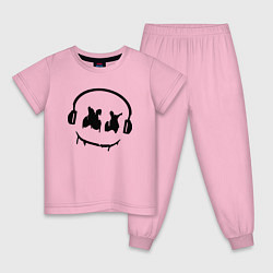 Пижама хлопковая детская Marshmello Music, цвет: светло-розовый