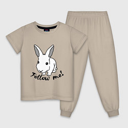 Пижама хлопковая детская Rabbit: follow me, цвет: миндальный