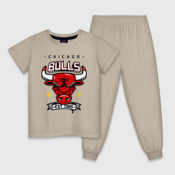 Пижама хлопковая детская Chicago Bulls est. 1966, цвет: миндальный