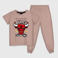 Пижама хлопковая детская Chicago Bulls est. 1966, цвет: пыльно-розовый