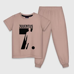 Пижама хлопковая детская Juventus: Ronaldo 7, цвет: пыльно-розовый