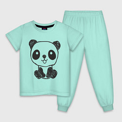 Пижама хлопковая детская Малыш панда, цвет: мятный