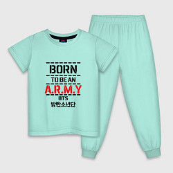 Пижама хлопковая детская Born to be an ARMY BTS, цвет: мятный