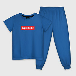 Пижама хлопковая детская Suprememe, цвет: синий