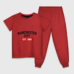 Пижама хлопковая детская FC Manchester City Est. 1880, цвет: красный